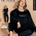 LYYN Boyraz 03096 Fransız Kadife Kumaş Uzun Kol Pijama Takımı