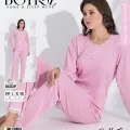 LYYN Boyraz 06039 Kadın İnterlok Kumaş Uzun Kol Pijama Takımı
