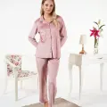 LYYN Estiva 25361 Gömlek Yaka Kadife Pijama Takımı