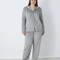 LYYN Estiva 25370 Gömlek Yaka Battal Kadife Pijama Takımı