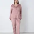 LYYN Estiva 25371 Gömlek Yaka Battal Kadife Pijama Takımı