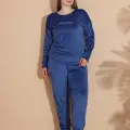 LYYN Estiva 25394 Uzun Kol Battal Kadife Pijama Takımı