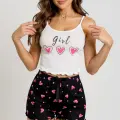 LYYN Kalp Desenli Askılı Şortlu Pijama Takımı