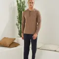 LYYN Kocabey 9220 Erkek Midi Yaka Uzun Kol Pijama Takım