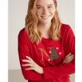 LYYN Nautıca W606 Kadın Uzun Kollu Ekoseli Pijama Takımı