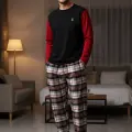 LYYN Pijalüx Tek Alt Ekose Kalın Poplin Pijama