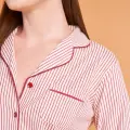 LYYN Pjs 28001 Kadın Uzun Kol Çizgili Önü Düğmeli Pijama Takım