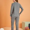 LYYN Pjs 28049 Kadın Uzun Kol Önü Düğmeli Pijama Takım