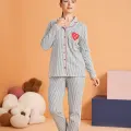 LYYN Pjs 28064 Kadın Düğmeli Pijama Takım