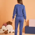 LYYN Pjs 28081 Kadın Uzun Kol Yuvarlak Yaka Kalpli Pijama Takım