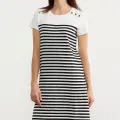 Sementa 77482 Düğme Detaylı Çizgili Penye Elbise