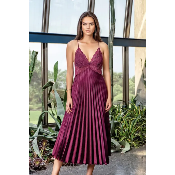 7115 Bayan Uzun Saten Gecelik