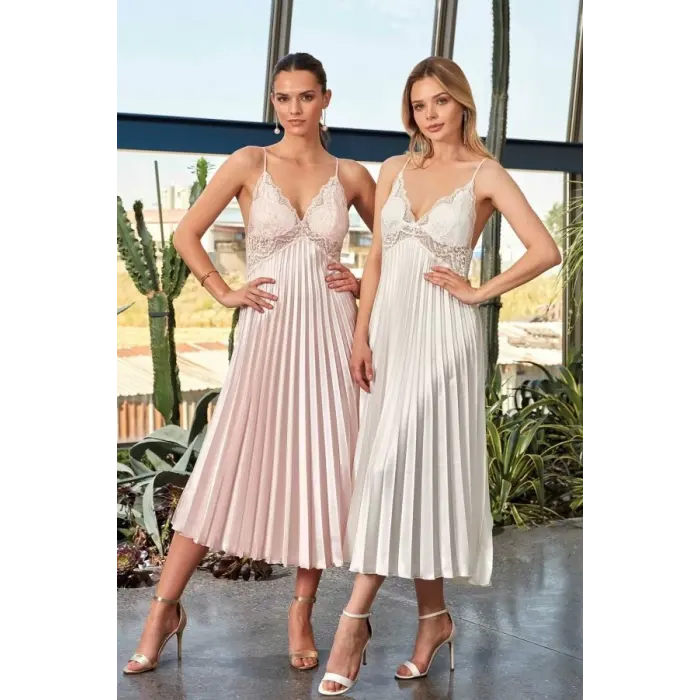 7115 Bayan Uzun Saten Gecelik