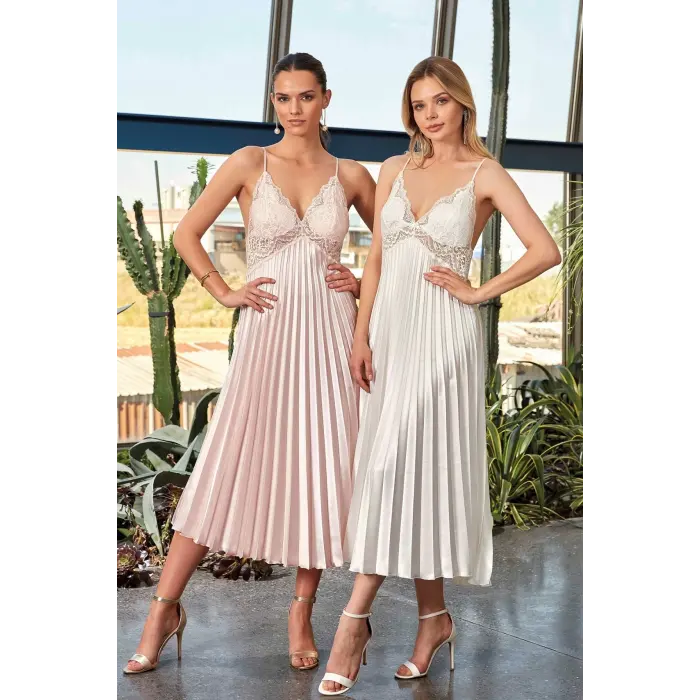 7115 Bayan Uzun Saten Gecelik