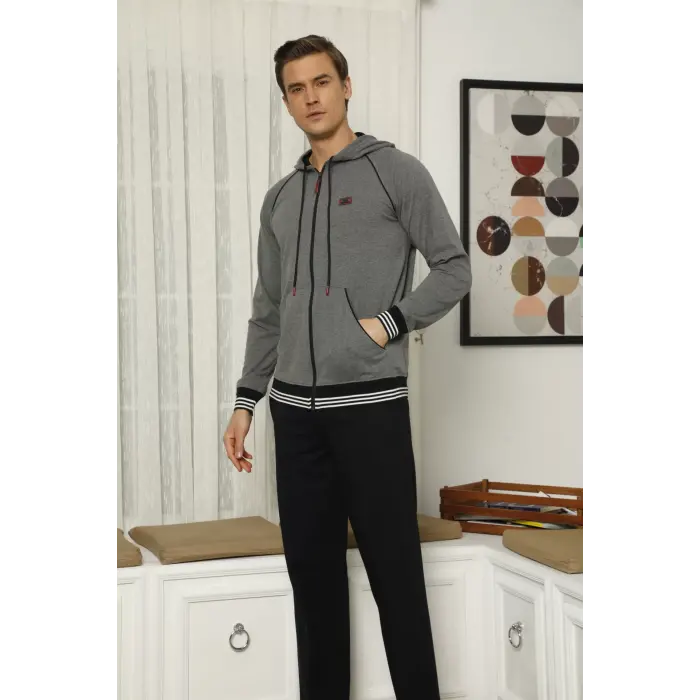 7208 Erkek  Kapişonlu Eşofman Takım