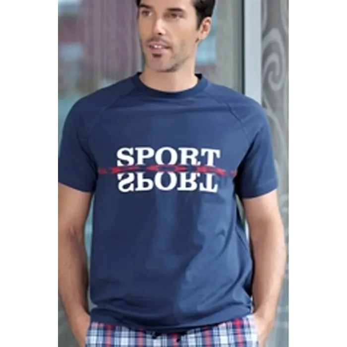 Erkek  Ekoseli Kısa Kollu Pijama Takımı 21396