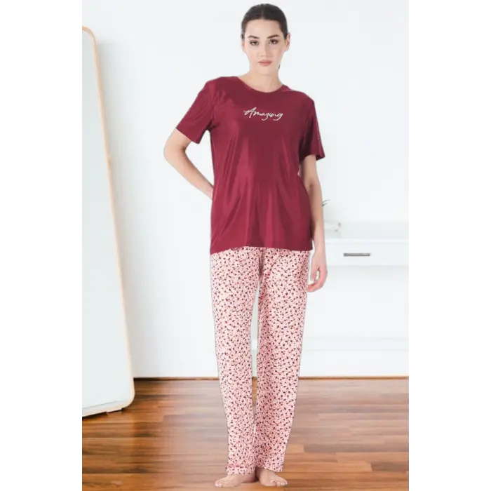 Estiva 25165 Kadın Marla Çiçekli Kısa Kol Pijama Takımı