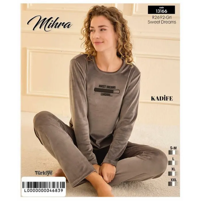 LYYN  13166 Kadın Kadife Uzun Kol Pijama Takımı