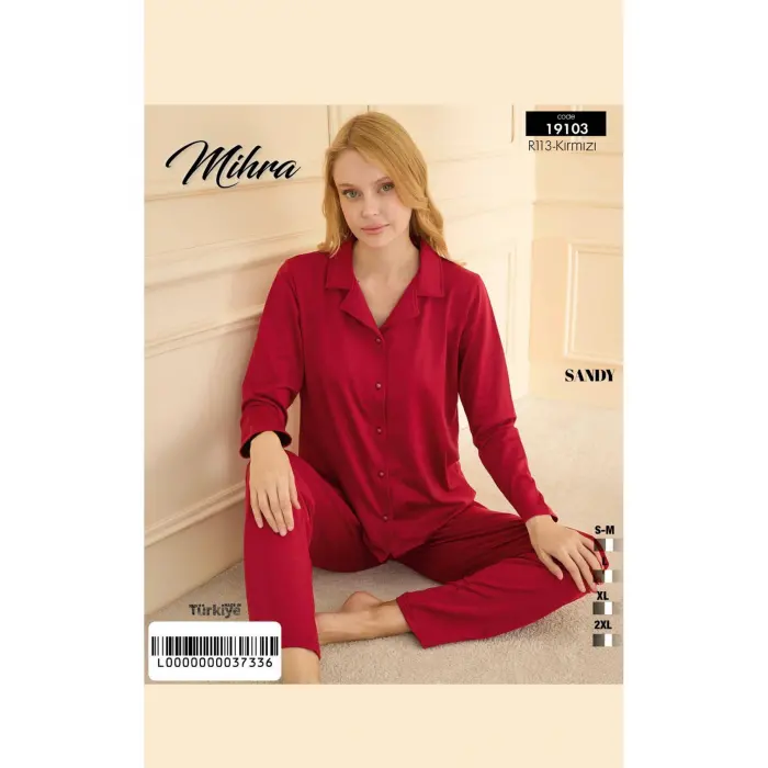 LYYN  19103 Kadın Düğmeli Uzun Kol Pijama Takımı