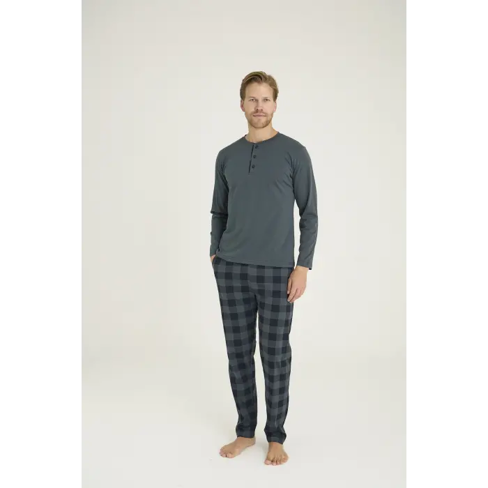 LYYN 9221 Erkek Midi Yaka Pijama Takım