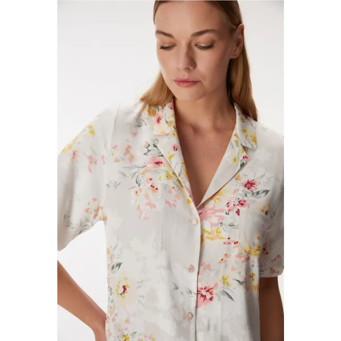 LYYN Anıl 11355 Kadın Kısa Kol Gömlek Ve Şort Takım