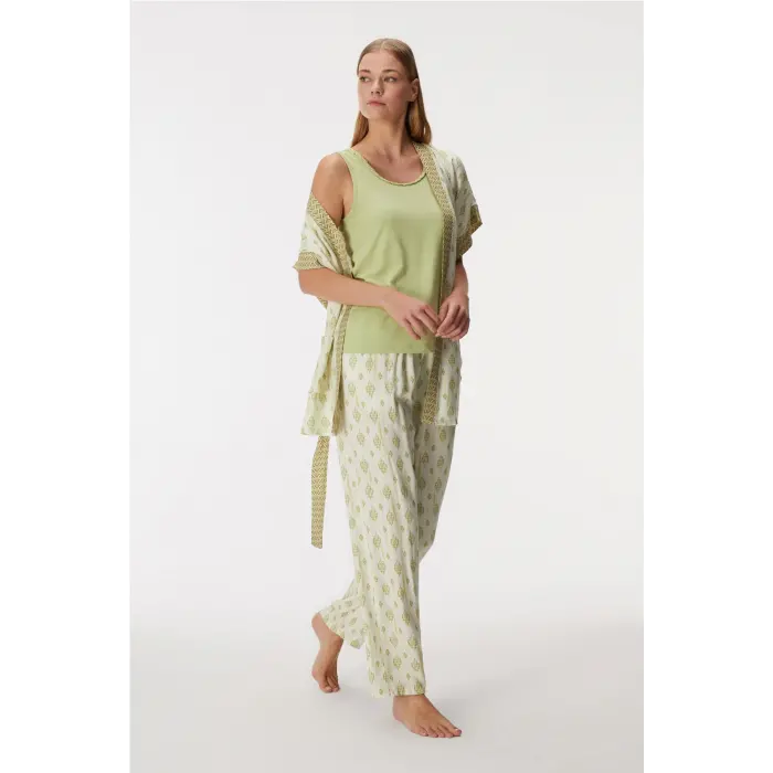 LYYN Anıl 11421 Kadın Sabahlık, Atlet Ve Pantolon Takım