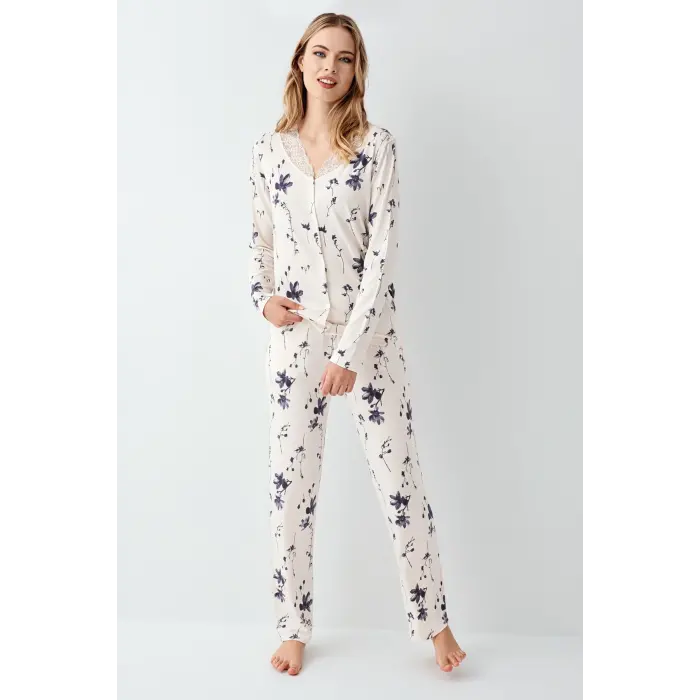 LYYN Arnetta 3410-s Kadın Uzun Kol Pijama Takım
