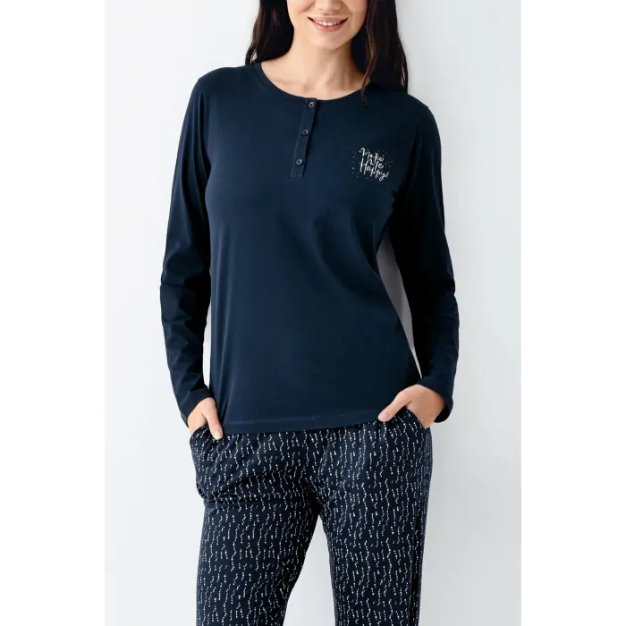 LYYN Arnetta 3429-s Kadın Uzun Kol Pijama Takım