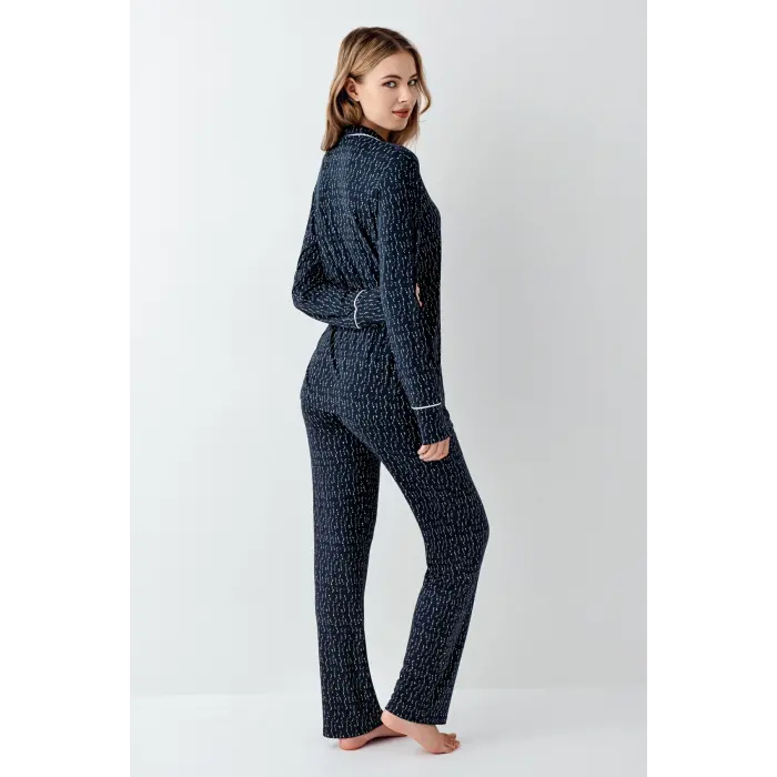 LYYN Arnetta 3430-s Kadın Gömlek Yaka Pijama Takımı