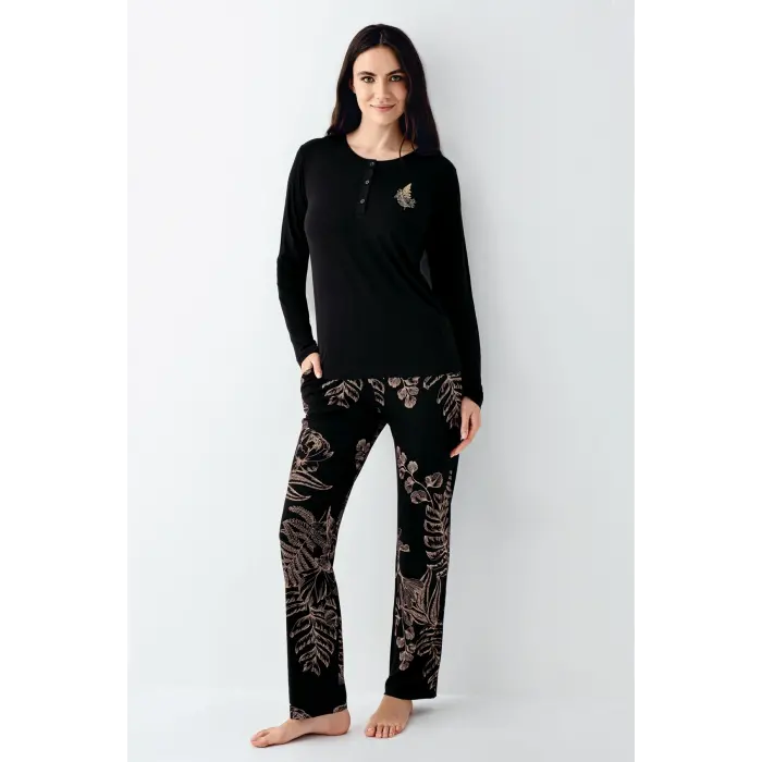 LYYN Arnetta 3439-s Kadın Uzun Kol Pijama Takım