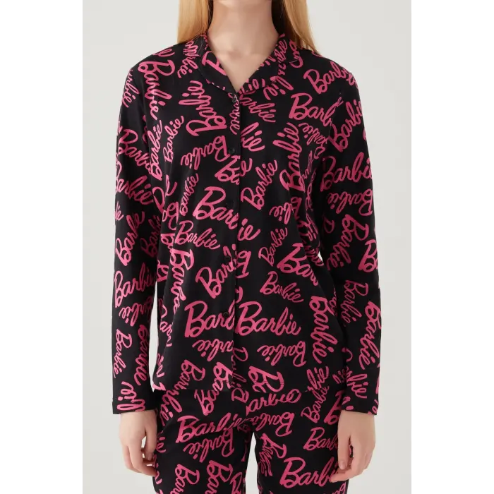 LYYN Barbie 1767-s Kadın Gömlek Yaka Pijama Takımı