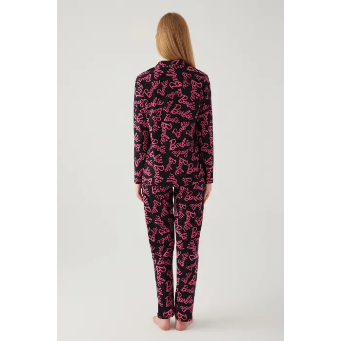 LYYN Barbie 1767-s Kadın Gömlek Yaka Pijama Takımı
