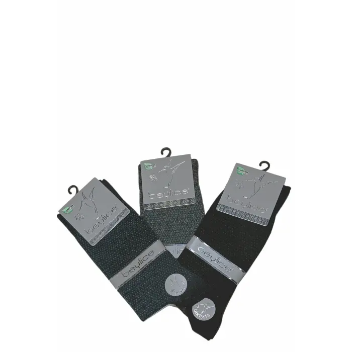 LYYN Beylice Desenli Bambu Dikişsiz Erkek Çorabı -Sıkmayan Lastik- Tavşan Kulağı Kavrayan Topuk 6 ADET