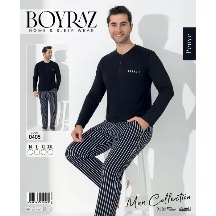 LYYN Boyraz 0405 Erkek Uzun Kol Pijama Takımı