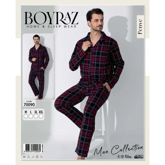 LYYN Boyraz 70090 Erkek Uzun Kol Penye Pijama Takımı