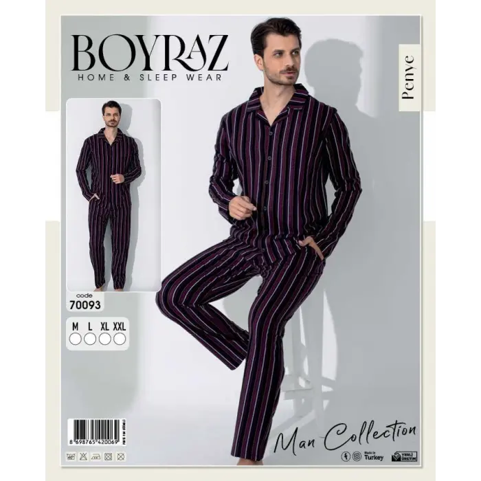 LYYN Boyraz 70093 Erkek Uzun Kol Penye Pijama Takımı