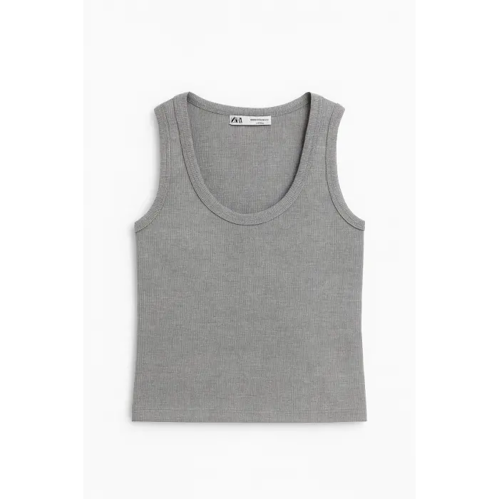 LYYN Crop Kalın Askılı Body Gri Renk