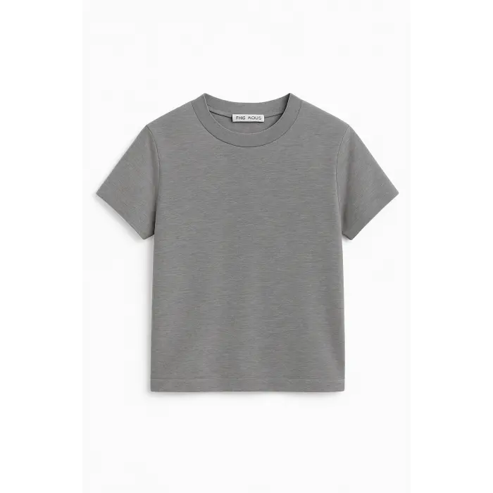 LYYN Crop Kısakollu Body Gri Renk