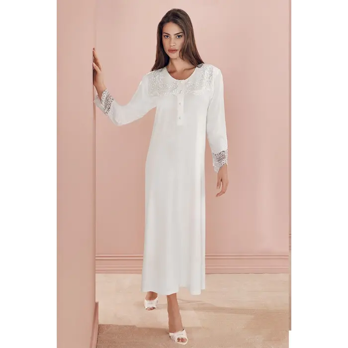 LYYN Espuar 737 Penye Uzun Gecelik Sabahlık Takım