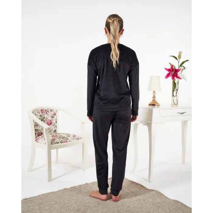 LYYN Estiva 25384 Uzun Kol Kadife Pijama Takımı