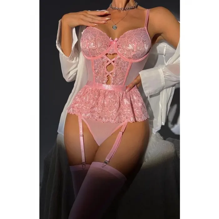 LYYN For Dreams 8412 Dantel Büstiyer Ve Jartiyer Takım