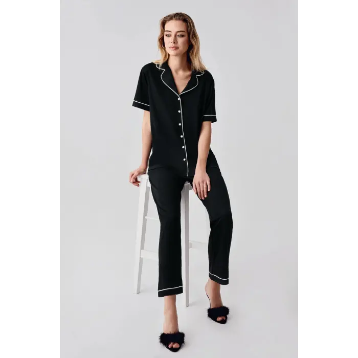 LYYN Freshness 324 Kadın 4lü Sabahlıklı Şorlu Pijama Takımı