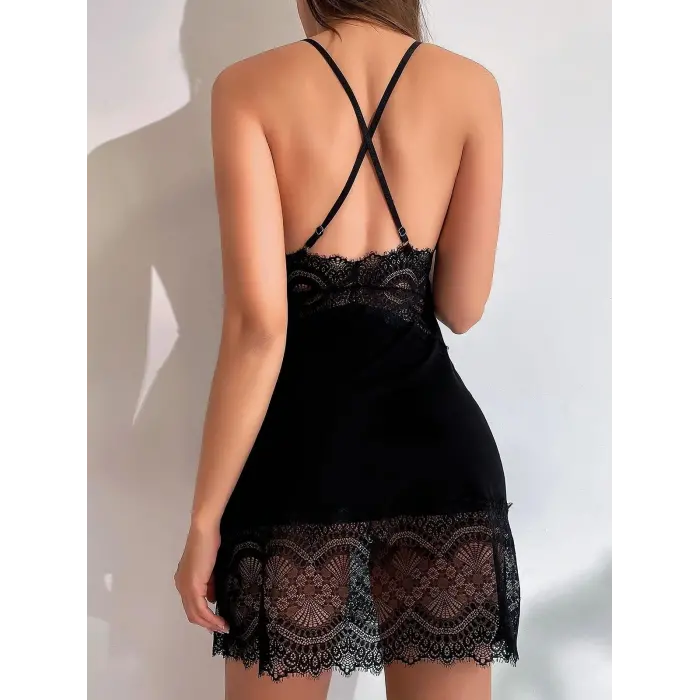 LYYN Freshness 3496 Eteği Dantelli Kısa Gecelik