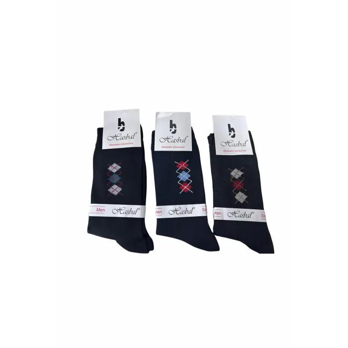 LYYN Hasbal Erkek Çorap Baklava Dilimi Desenli 12 Adet