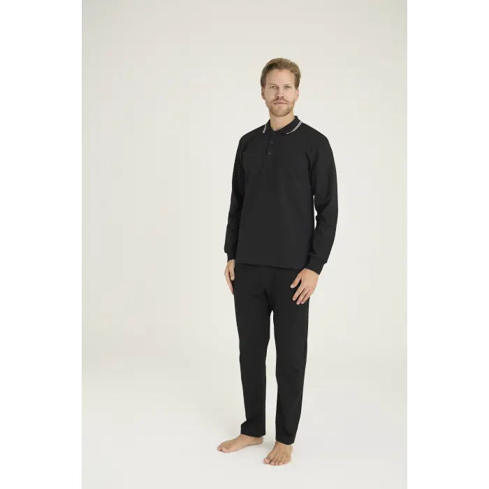 LYYN Kocabey 6014 Erkek Triko Yaka Pijama Takım