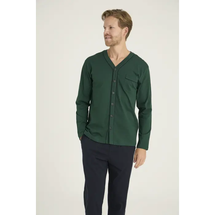 LYYN Kocabey 9267 Erkek V.yaka Boydan Düğmeli Pijama Takım