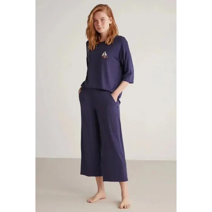 LYYN Nautıca W602 Kadın Uzun Kollu Pijama Takımı