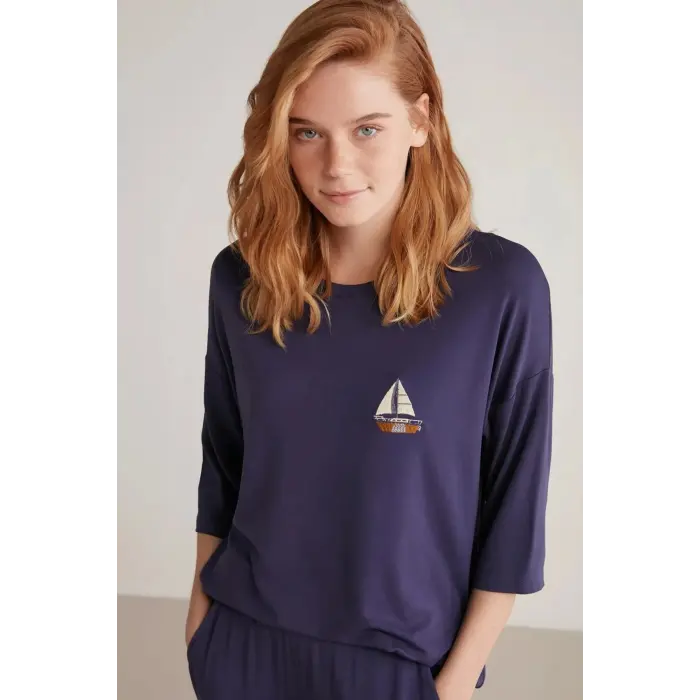 LYYN Nautıca W602 Kadın Uzun Kollu Pijama Takımı