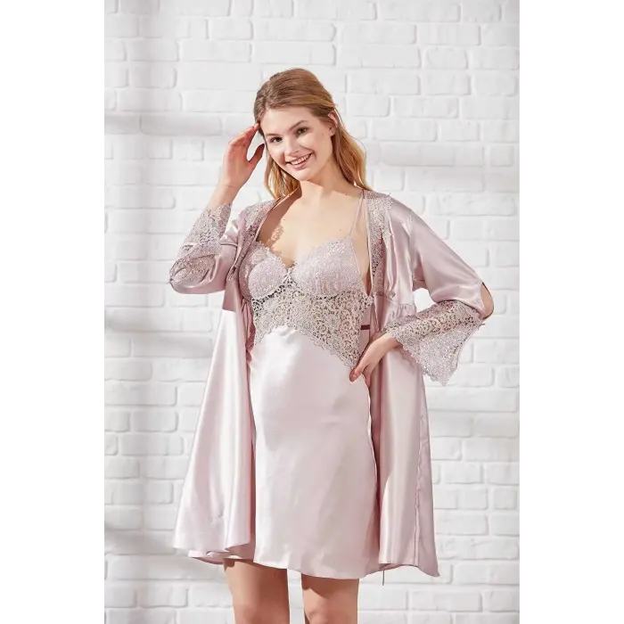 LYYN Pierre Cardin 6625 Kısa Gecelikli 6lı İpek Set