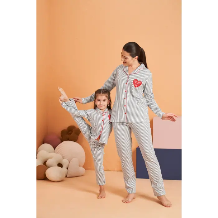 LYYN Pjs 28064 Kadın Düğmeli Pijama Takım